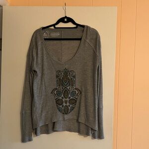 Trunk Ltd Grey Long-Sleeve Hamsa Graphic Pullover